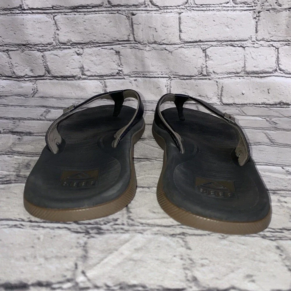 Reef Thongs Men’s Sandals sz 11 Black Brown Tan Preowned Flip Flop